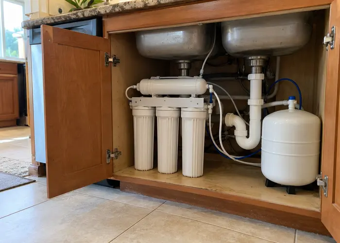 Under-sink filters and a drinking-water storage tank